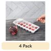 (4 pack) Plastic Ice Cube Tray with 14 Ice Cube Molds and Removable Lid, White