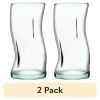(2 pack) Clear Green Glassware, 14.9 oz