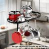 Hanging Pot Rack Ceiling Mount Cookware Organizer with 12pcs Hooks Pots and Pans Storage 33' Oval Pan Hangers for Kitchen,Easy Assembly, Black