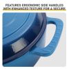 Cast iron 7.5QT cooking pot set - Gradient blue color - Includes two silicone gloves - Enamel pot