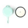 HAWOK Enameled Cast Iron Mini Saucepan, 1QT Saucepan with Lid and Long Handle, Green