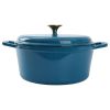 4.75qt Oven-Safe Cast Iron Ceramic Enamel Round Dutch Oven, Blue