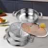 SOGA 2X 3 Tier 30cm Heavy Duty Stainless Steel Food Steamer with Glass Lid
