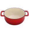 Cast iron 6QT cooking pot - Gradient red - Includes two silicone gloves - Enamel pot