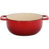 Cast iron 6QT cooking pot - Gradient red - Includes two silicone gloves - Enamel pot